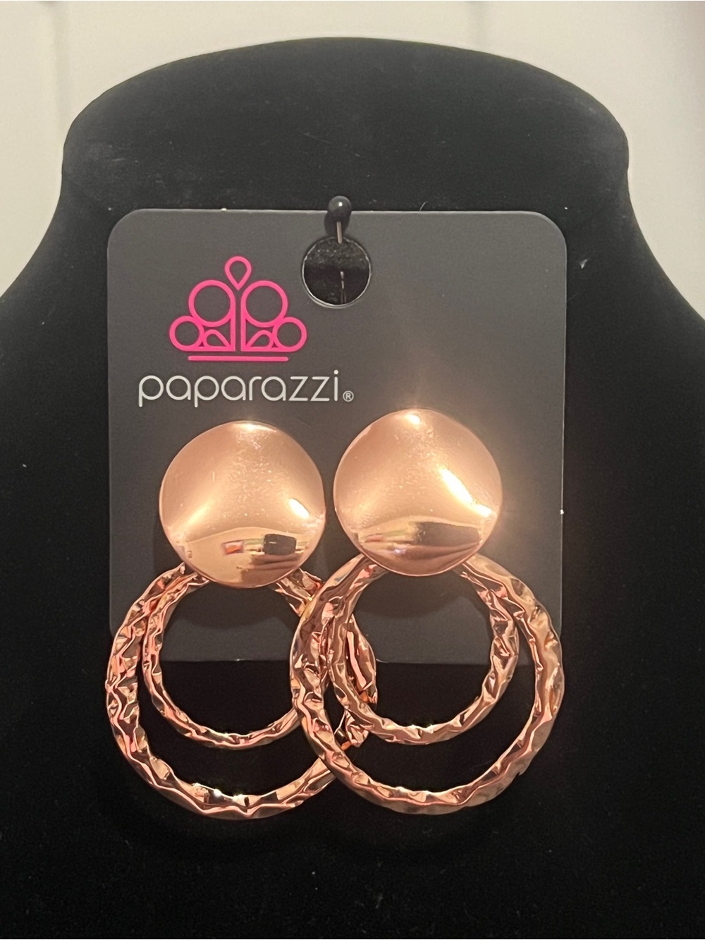 Paparazzi Copper Double Ring Drop Earrings